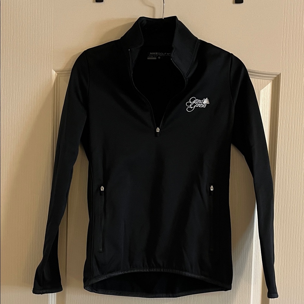 Nike Black Golf Quarter-Zip Jacket with White Embroidered Logo